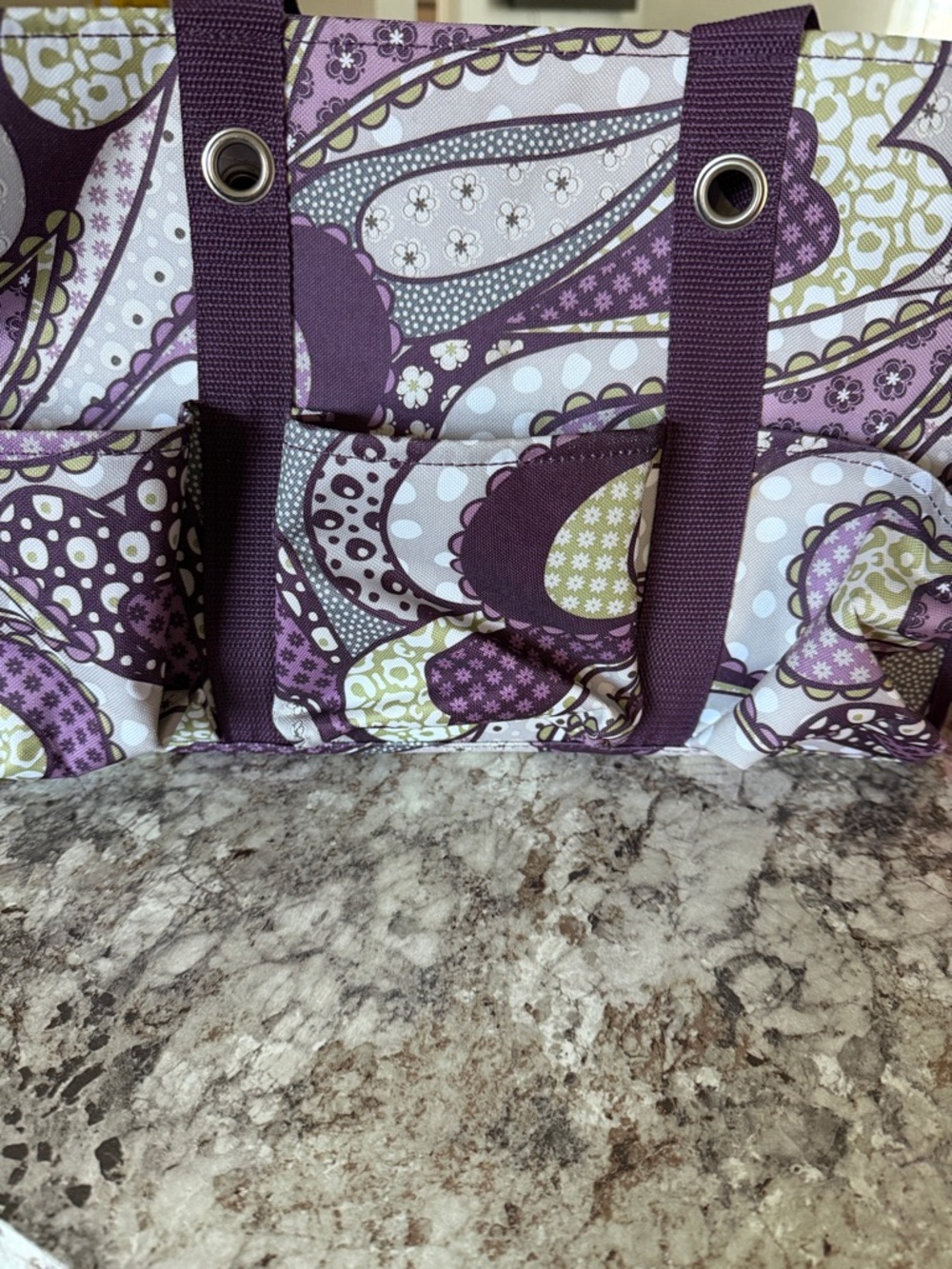 thirty-one Purple and Green Paisley Shoulder Tote